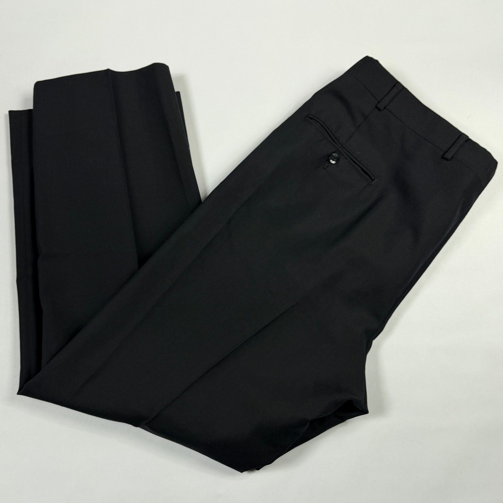 VTG 80s Brooks Brothers Men 38x28 Black Dress Pants Flat Front Made in USA Wool